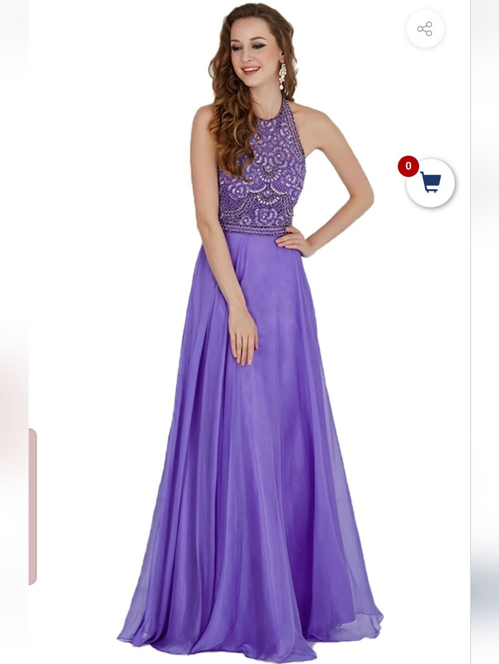 Size 20 Violet Halter Style Beaded Open Back Chiffon Aline By Angela & Alison NW